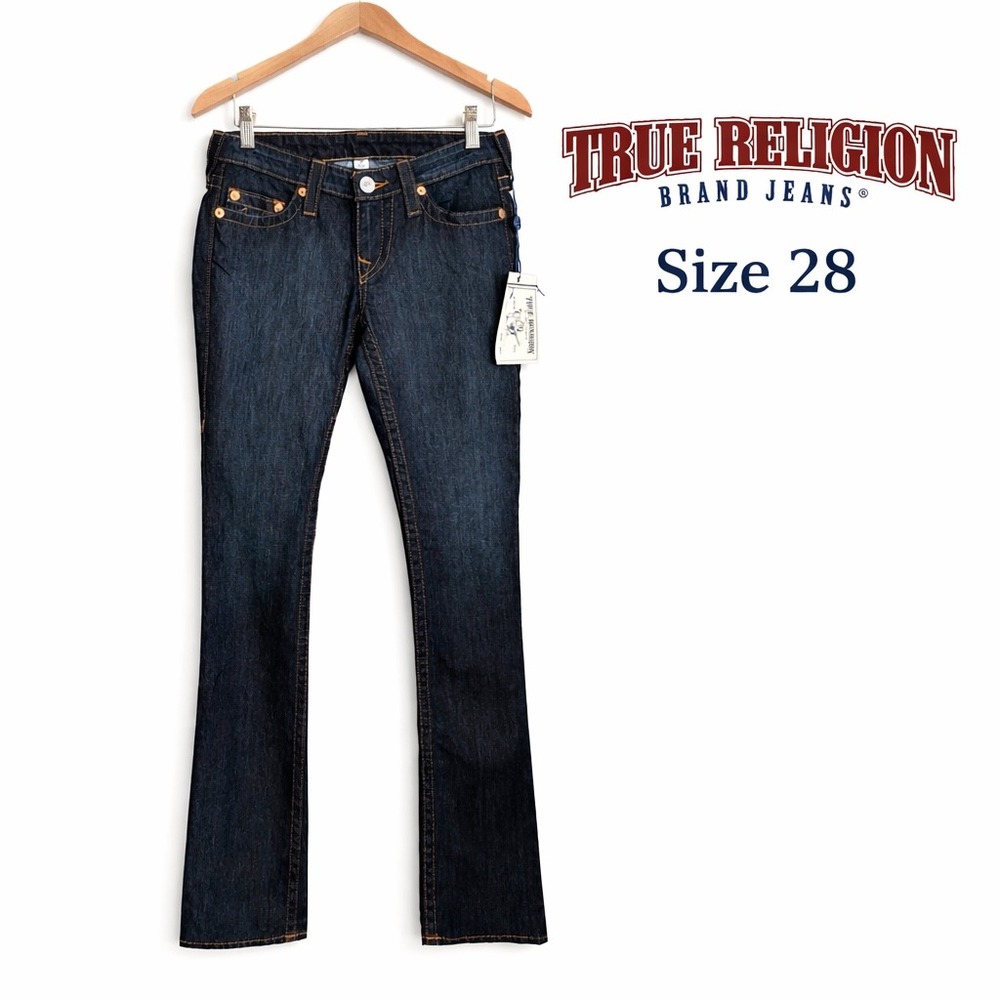 True Religion Lonestar Straight Bootcut Jeans Size 28 Low Rise Dark Wash